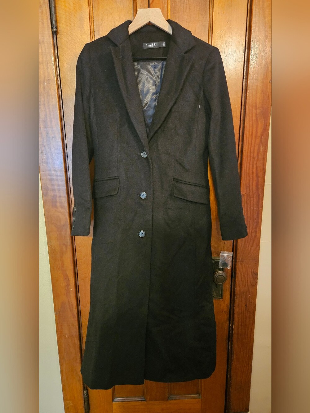 Lauren Ralph Lauren Black Long Single-Breasted Coat